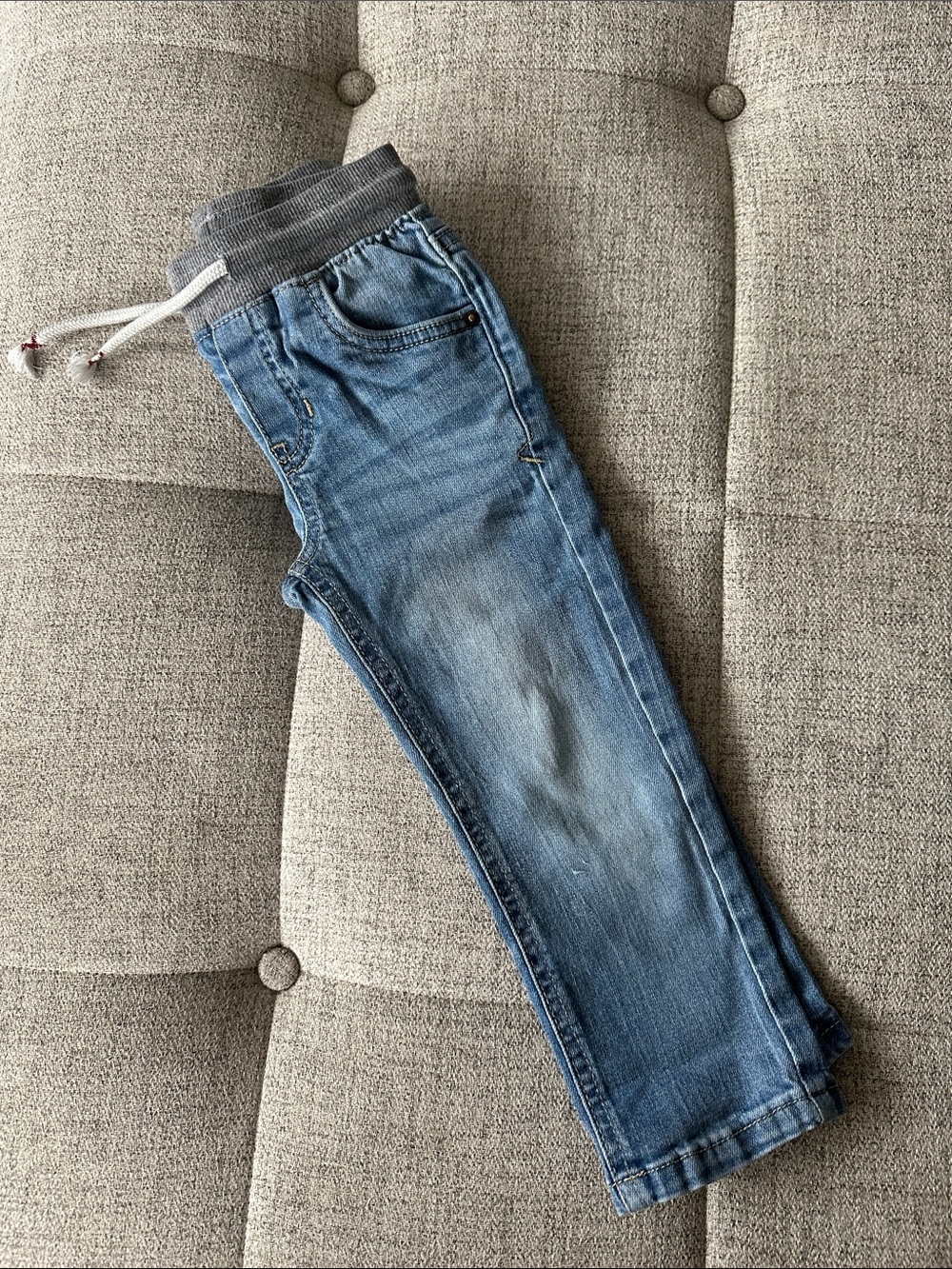 Cat & Jack Light Blue Denim Jogger Pants with Gray Rib Waist